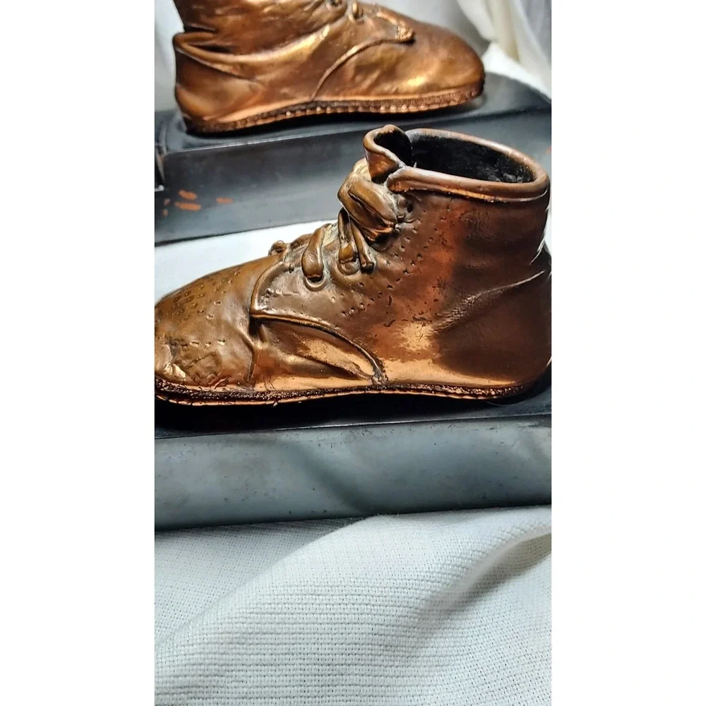 Vintage Bronze Copper Baby Shoe Bookends‎